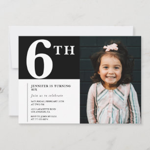 Elégante invitation 6e anniversaire Black Chic Pho