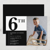 Elégante invitation 6ème anniversaire Black Chic M (Devant / Derrière)