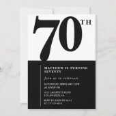 Elégante invitation 70e anniversaire Black Chic Mo (Devant)