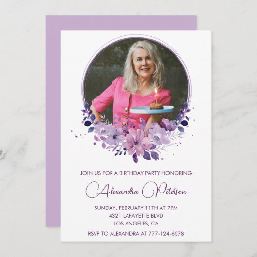 Elégante invitation 70e anniversaire Photo Elegant (Devant / Derrière)