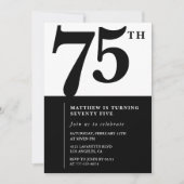 Elégante invitation 75e anniversaire Black Chic Mo (Devant)