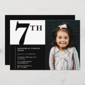 Elégante invitation 7ème anniversaire Girl Chic Ph (Devant / Derrière)