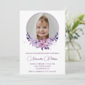 Elégante invitation 7ème anniversaire Photo Floral (Debout devant)