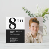 Elégante invitation 8ème anniversaire Black Chic M (Debout devant)