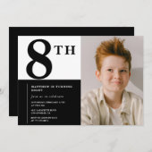 Elégante invitation 8ème anniversaire Black Chic M (Devant / Derrière)