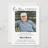 Elégante invitation 92e anniversaire Homme Photo (Devant)
