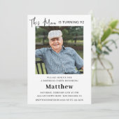 Elégante invitation 92e anniversaire Homme Photo (Debout devant)