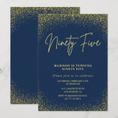 Elégante invitation 95e anniversaire Gold Navy Gla (Devant / Derrière)