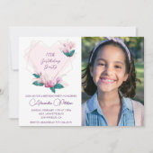 Elégante invitation à 10e anniversaire Floral Phot (Devant)