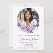 Élégante invitation à 17e anniversaire Photo Flora (Devant)