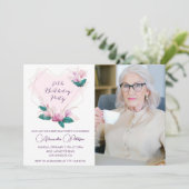 Elégante invitation à 80e anniversaire Floral Phot (Debout devant)