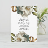 Elégante invitation à fleur d'anniversaire de lis  (Debout devant)