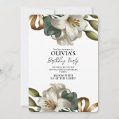 Elégante invitation à fleur d'anniversaire de lis  (Devant)