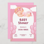 élégante invitation à la douche bébé fille (Devant / Derrière)