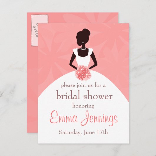 Elégante invitation à la douche nuptiale (Devant / Derrière)