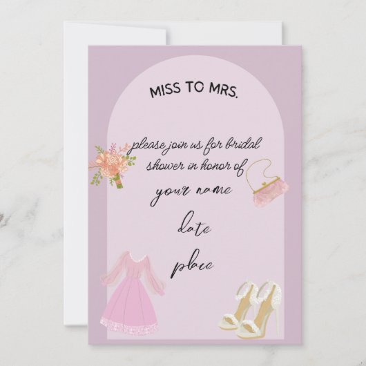 Elégante invitation à la douche nuptiale (Devant)