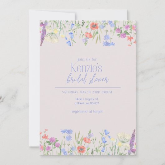 Elégante invitation à la douche nuptiale (Devant)