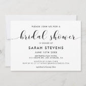Elégante invitation à la douche nuptiale noire et (Devant)