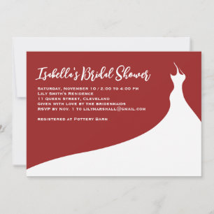 Élégante invitation à la douche nuptiale rouge