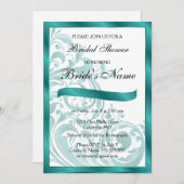 Elégante invitation à la douche nuptiale - Turquoi (Devant / Derrière)