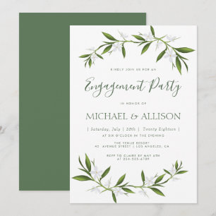 Elégante invitation à la fête de fiançailles verdo