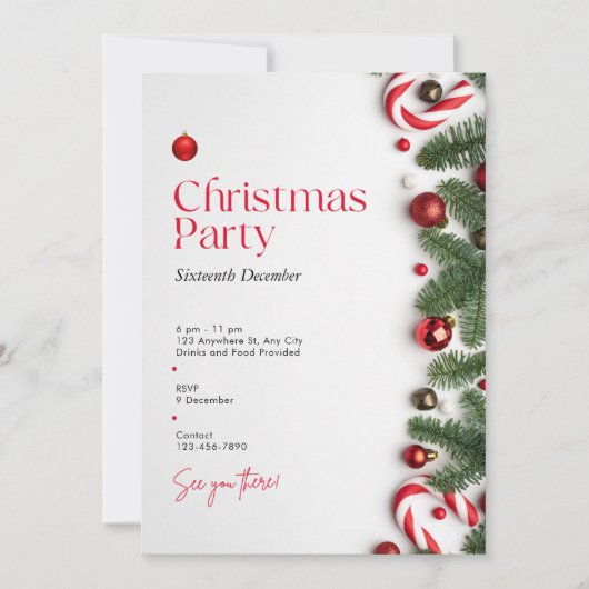 Élégante invitation à la fête de Noël (Devant)