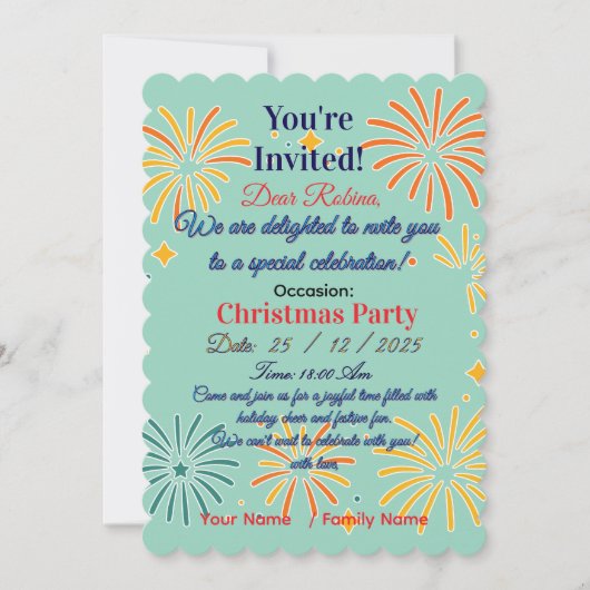 Élégante invitation à la fête de Noël (Devant)