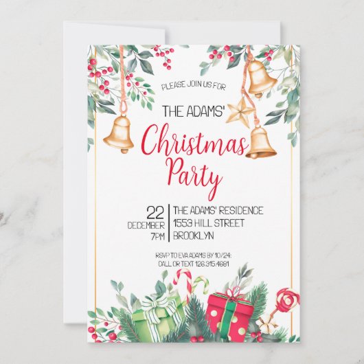 Élégante invitation à la fête de Noël (Devant)
