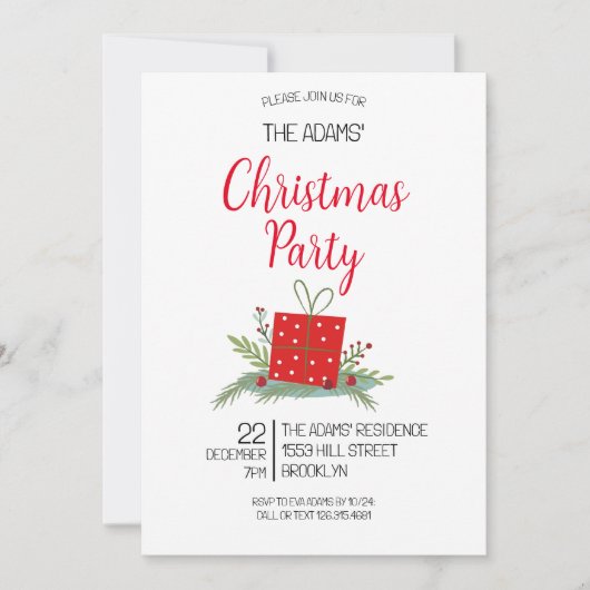 Élégante invitation à la fête de Noël (Devant)