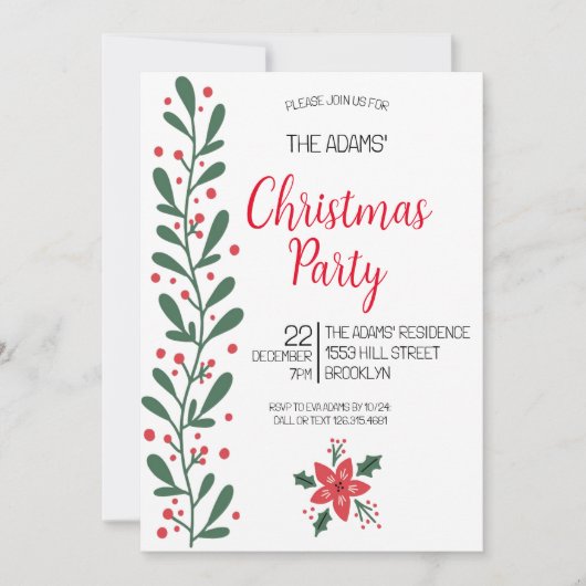 Élégante invitation à la fête de Noël (Devant)