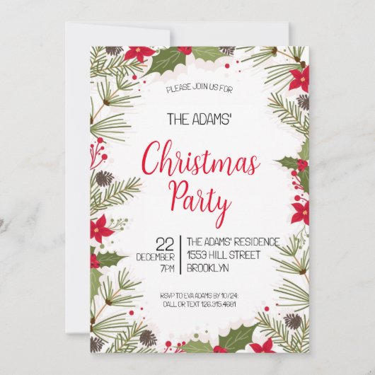 Élégante invitation à la fête de Noël (Devant)