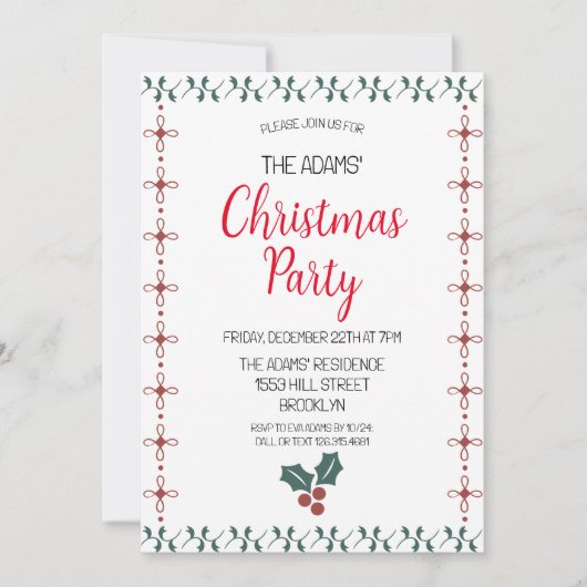 Élégante invitation à la fête de Noël (Devant)