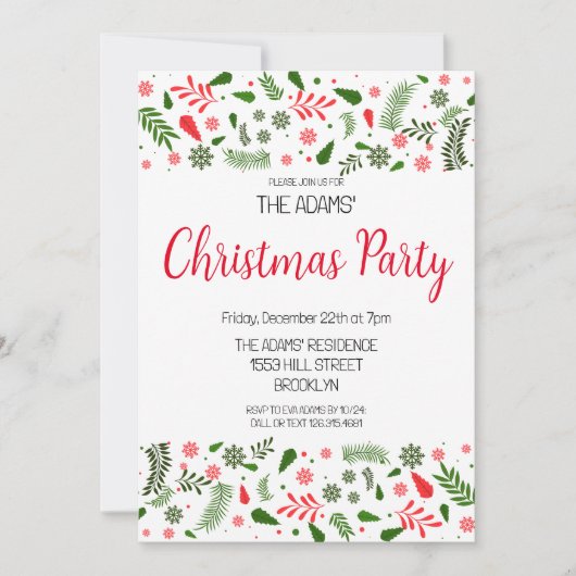 Élégante invitation à la fête de Noël (Devant)