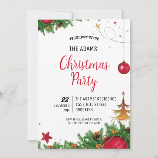 Élégante invitation à la fête de Noël (Devant)