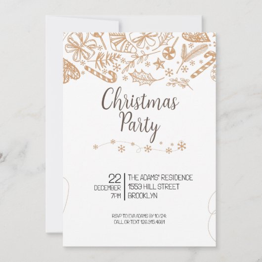 Élégante invitation à la fête de Noël (Devant)