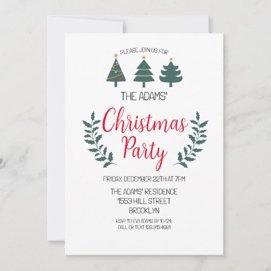 Élégante invitation à la fête de Noël (Devant)