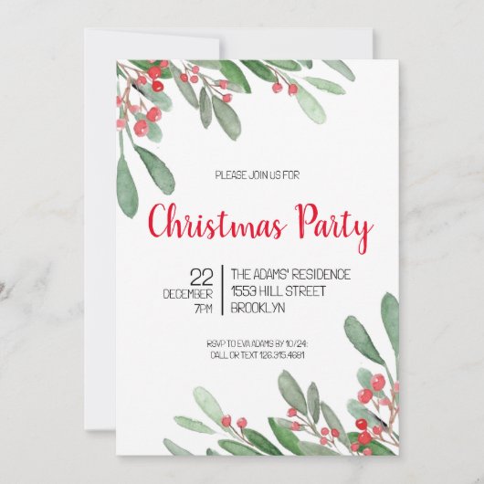Élégante invitation à la fête de Noël (Devant)