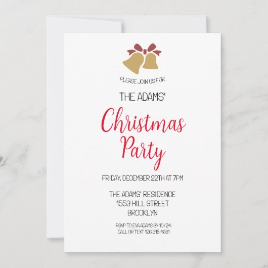 Élégante invitation à la fête de Noël (Devant)