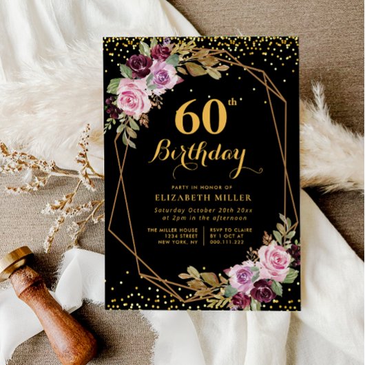 élégante invitation à la fête du 60e anniversaire