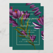 Elégante invitation à l'anniversaire de fleur viol (Devant / Derrière)