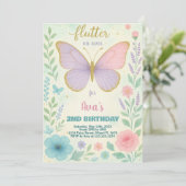 Elégante invitation à l'anniversaire de papillon (Debout devant)