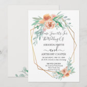 Elégante invitation à l'aquarelle florale artisana (Devant / Derrière)