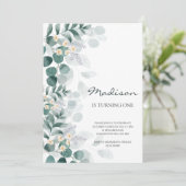 Elégante invitation à l'eucalyptus 1er anniversair (Debout devant)