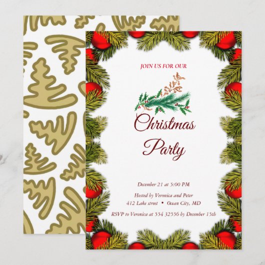 Élégante invitation à Noël doux (Devant / Derrière)