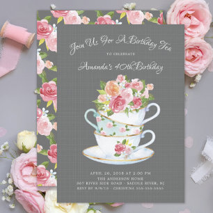 Elégante invitation à thé pour l'anniversaire