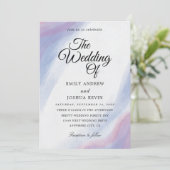 Elégante invitation à un mariage bleu et violet (Debout devant)