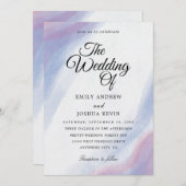 Elégante invitation à un mariage bleu et violet (Devant / Derrière)