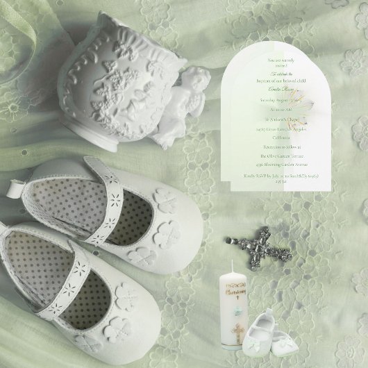 Elégante invitation au baptême de croix brillante