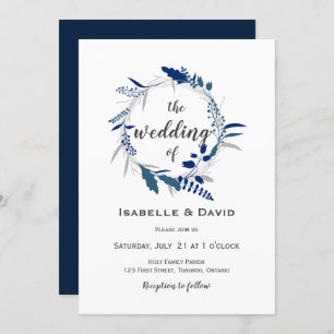 Élégante INVITATION AU MARIAGE Bleu de minuit