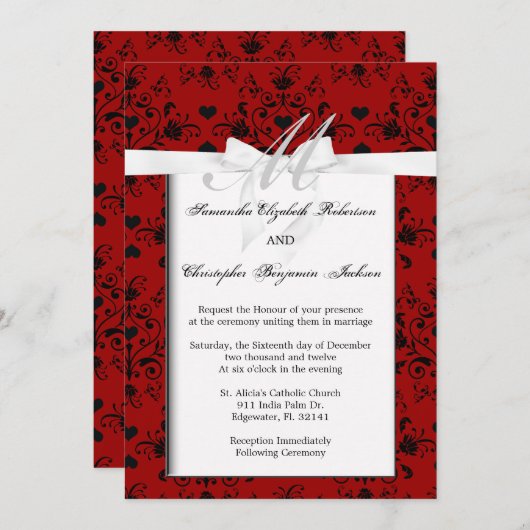 Elégante invitation au mariage classique (Devant / Derrière)